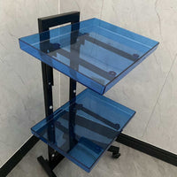 Stainless Steel Folding Salon Trolley Cart with Acrylic Trays for Hair Dyeing and Storage