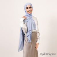 Solid Color Chiffon Headscarf with Magnetic Closure