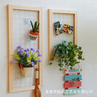 Wall-Mounted Wooden Grid Trellis for Balcony Plants & Decor
