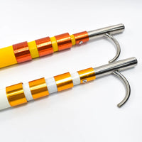 Telescopic Fiberglass Pool Rescue Hook with Stainless Steel Grabber for Lifeguard Equipment