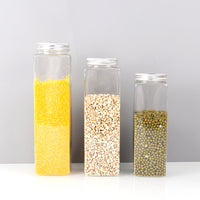 Square PET Food Storage Containers with Airtight Lids for Grains and Dry Goods