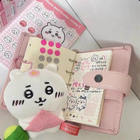 M5 Pink Planner Notebook with Loose-Leaf Pages, Mini Portable Travel Journal and Card Holder