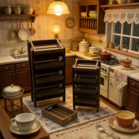 Miniature Dollhouse Kitchen Storage Rack with Four Trays