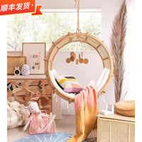Indoor Outdoor Rattan Weave Hanging Basket Chair with Cushion