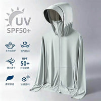 Unisex UPF 50+ Ice Silk Sun Protection Jacket with Detachable Hood