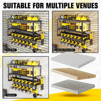 Foldable Wall-Mounted Power Tool Storage Rack for Garage and Workshop