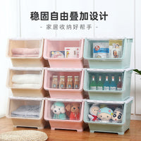 Younai Transparent Front-Opening Flip-Top Storage Bin for Toys and Snacks