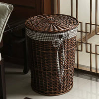 Woven Laundry Hamper with Lid - Rattan Storage Basket for Clothes & Sundries