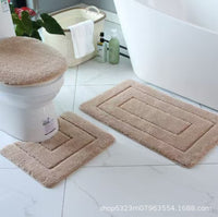 Thickened Flocked Bathroom Toilet Mat Set - Absorbent, Non-Slip, Splash-Proof