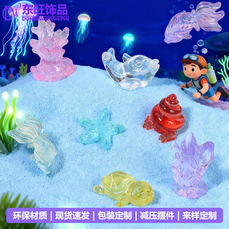 Crystal Gemstone Mini Sea Animal Toys for Kids, Assorted Models