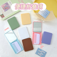 Macaron Color Portable Folding Mini Makeup Mirror with Comb Set for Girls