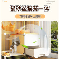 Large Double-Layer Cat Cage with Integrated Litter Box and Ladder, Indoor Pet Enclosure