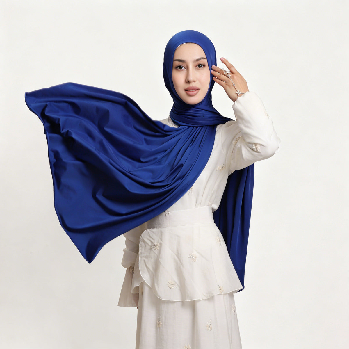 Premium Elastic Liquid Jersey Breathable Solid Color Long Scarf for Women