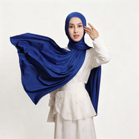 Premium Elastic Liquid Jersey Breathable Solid Color Long Scarf for Women