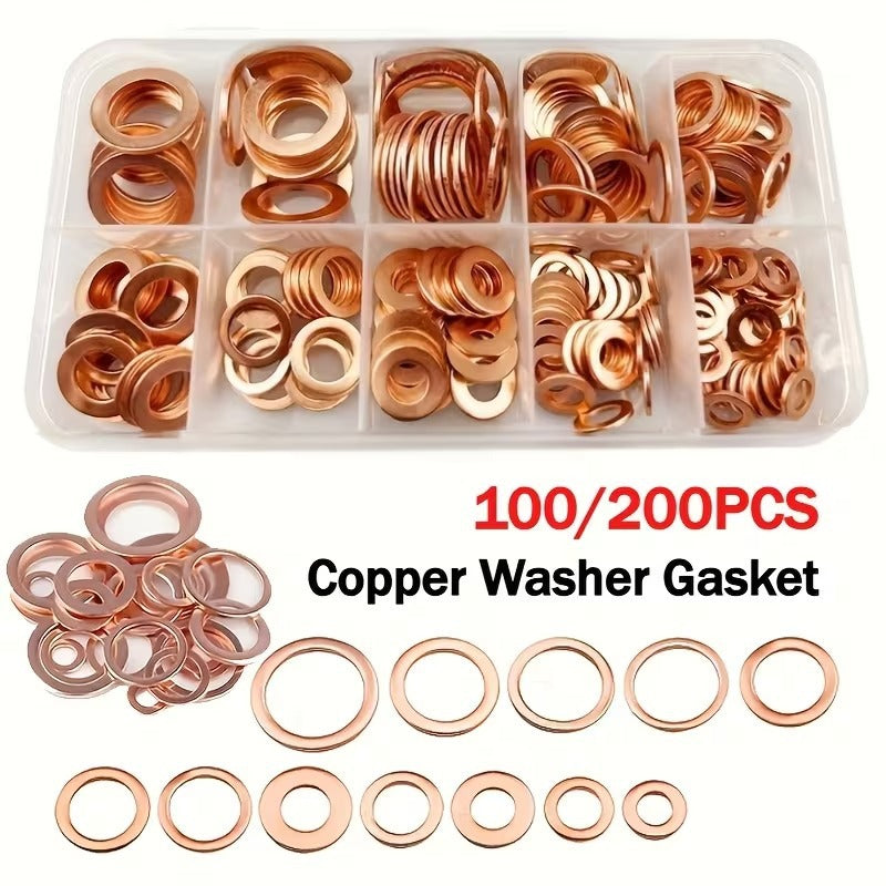 Copper Washer Assortment Kit M5-M14 for Plumbing and Automotive Repairs