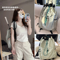 Lightweight Drawstring Backpack for Badminton and Tennis Rackets, Large Capacity Sports Travel Bag for Men and Women