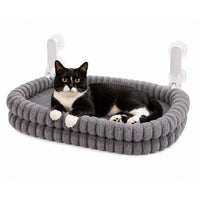 Cat Window Hammock Bed, Reversible Suede and Mesh Hanging Seat with Suction Cups