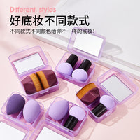 Makeup Brush and Sponge Set with Mirror, Portable Case, Soft Foundation Brush, and Dual-Use Powder Puffs