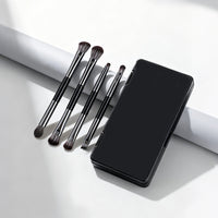 Portable Double-Ended Eyeshadow Brush Set with Mirror Case, 4-Piece Multifunctional Makeup Tool Kit