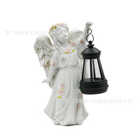 Solar Angel Lantern Garden Statue Outdoor Resin Craft Decoration