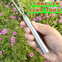 Solid Stainless Steel 2-Tine Garden Rake for Planting and Weeding
