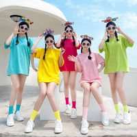 Dopamine Candy Color T-Shirt Set for Friends Group Travel Performance Loose Fit
