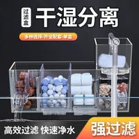 Aquarium Filter Oxygenation Circulation System for Turtle Tanks, Low Water Level Wall-Mounted 3-in-1 Filter Box