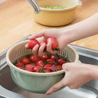 Multicolor Plastic Drain Basket Set for Kitchen, Fruit, and Vegetable Washing