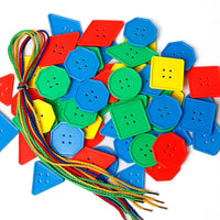 Kids Geometric Button Lacing & Beading Toy Set for Fine Motor Skills Development