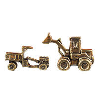 Vintage Brass Mini Engineering Vehicle Ornament, Miniature Alloy Excavator Truck Model for Home Decor