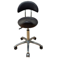 Adjustable Saddle Stool with Backrest and Wheels for Salon, Spa, and Dental Office