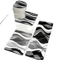 Geometric Patchwork Faux Cashmere Bathroom Mat Set