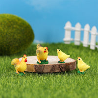 Miniature Resin Chicken Figurines for Moss Micro Landscape and Succulent Decor