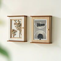 Wooden Wall-Mounted Key Storage Box with Hooks for Entryway Decor