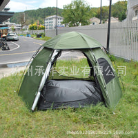 3-in-1 Waterproof UV Protection Double-Layer Hexagonal Tent for 6 People, Family Camping & Party Tent