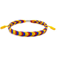 Handmade Braided Adjustable Flag Color Bracelet with Silver Beads