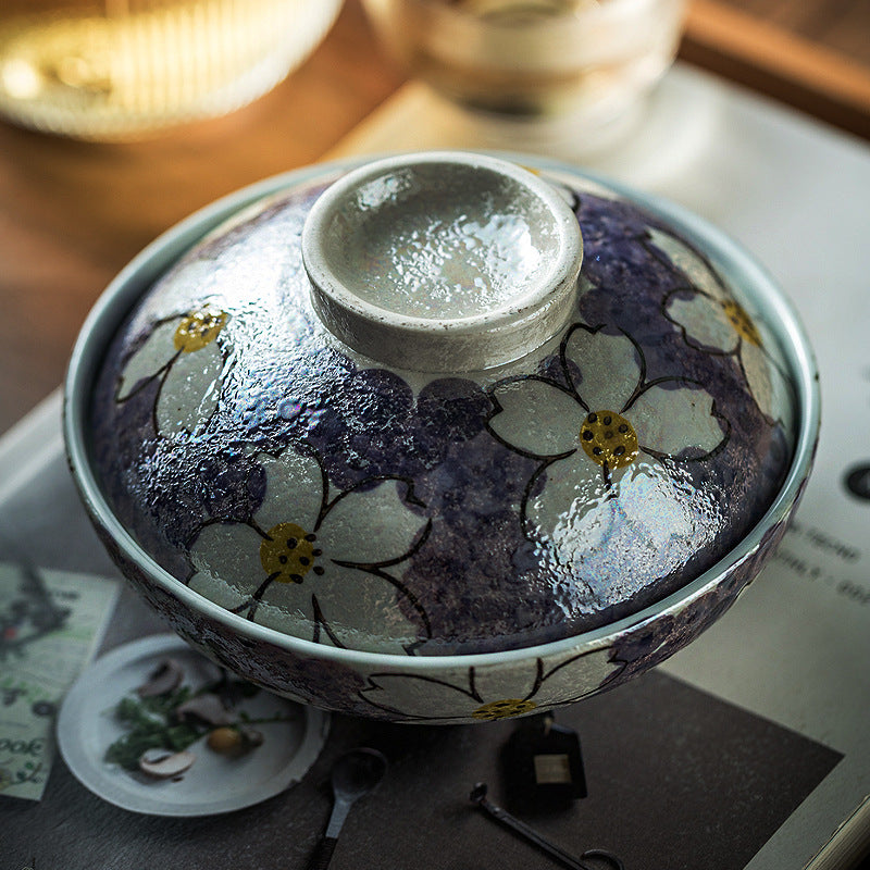 Ceramic Dessert Bowl with Lid, Bird's Nest Stew Pot, Elegant Soup Bowl for Sweet Soups and Desserts