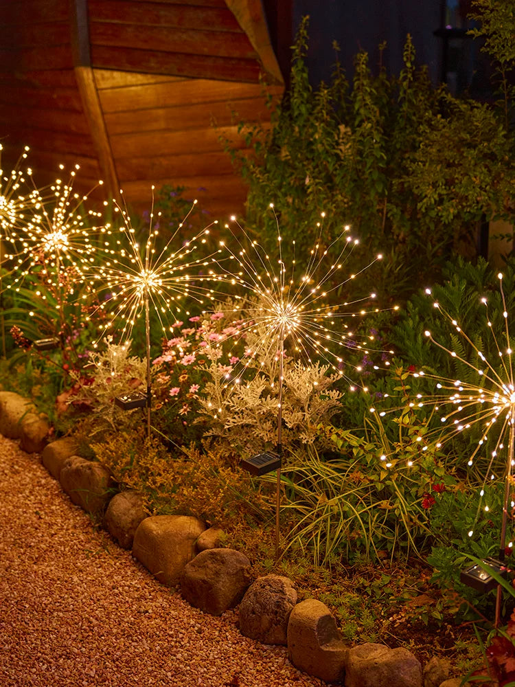 Solar Dandelion Firework Garden Stake Lights Outdoor Waterproof Landscape Decorative Lights for Yard Patio Lawn