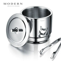 MODERN Light Luxury Double-Layer Ice Bucket Stainless Steel Insulated Ice Container for Cocktails and Spirits