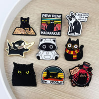 Cute Black Cat Series Enamel Pin for Backpacks and Clothing