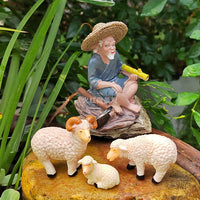 Miniature Sheep & Farmer Figurines for Terrariums & Micro Landscapes