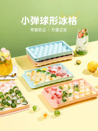 Spherical Ice Cube Tray with Lid, Food-Grade Silicone Ice Ball Maker for Home Freezers