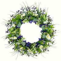 Artificial Daisy Eucalyptus Wreath for Door Decor and Wedding Decoration