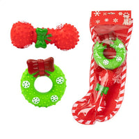 Christmas Pet Dog Toy Set with Squeaker and Chew Rope for Boredom Relief