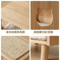 Solid Wood Cat House with Scratching Board and Toys
