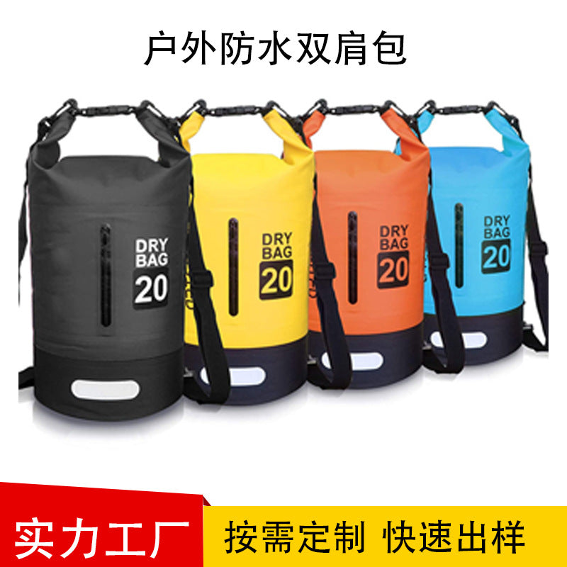 Two-Tone Waterproof Dry Bag for Outdoor Sports, Swimming, and Rafting - Thick PVC Wet/Dry Separation Backpack