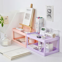 Multi-layer Desktop Storage Rack for Kitchen, Bathroom, and Cosmetics - White Plastic Organizer