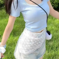 French Lace Triangle Scarf Sweet Mesh Waist Scarf Headscarf Dual-Use Accessory