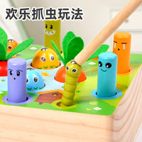 Kids Wooden Multifunctional Fishing & Whack-A-Mole Educational Toy for Hand-Eye Coordination