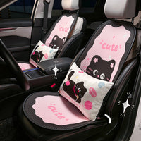 Summer Ice Silk Breathable Car Seat Cushion with Cute Cat Design, Universal Non-Slip